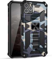 Camouflage Armor schokbestendig TPU + PC magnetische beschermhoes met houder voor iPhone 12 mini (babyblauw)