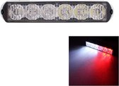 18W 1080LM 6-LED wit + rood licht bedraad auto knipperend waarschuwingssignaallampje, DC 12-24V, draadlengte: 90cm