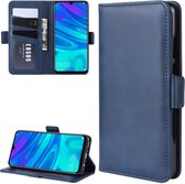 Voor Huawei P30 Lite / Nova 4e dubbele gesp Crazy Horse Business mobiele telefoon Holster met kaarthouder Beugelfunctie (blauw)