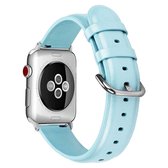 Voor Apple Watch Series 5 en 4 44 mm 3 en 2 en 1 42 mm leren riem met ronde gaten (hemelsblauw)