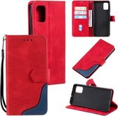 Voor Samsung Galaxy A51 Driekleurige Stiksels Kalf Textuur Horizontale Flip Lederen Case met Houder & Kaartsleuven & Portemonnee (Rood)