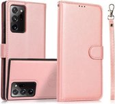 Voor Samsung Galaxy Note20 Ultra Kalf Textuur 2 in 1 Afneembare Magnetische Achterkant Horizontale Flip Lederen Case met Houder & Kaartsleuven & Portemonnee & Fotolijst (Rose Goud)