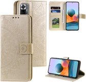 Voor Xiaomi Redmi Note 10 Pro Max Totem Bloem Reliëf Horizontale Flip TPU + PU Lederen Case met Houder & Kaartsleuven & Portemonnee (Goud)