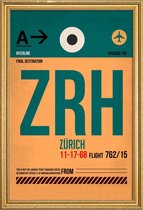 JUNIQE - Poster met houten lijst Zurich -20x30 /Groen & Oranje