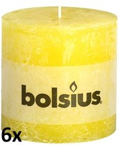 6 stuks Bolsius geel rustiek stompkaarsen xl 100/100 (57 uur)