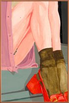 JUNIQE - Poster met kunststof lijst The Waiting Girl -13x18 /Kleurrijk
