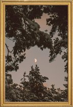 JUNIQE - Poster met houten lijst The Moon -20x30 /Blauw & Grijs