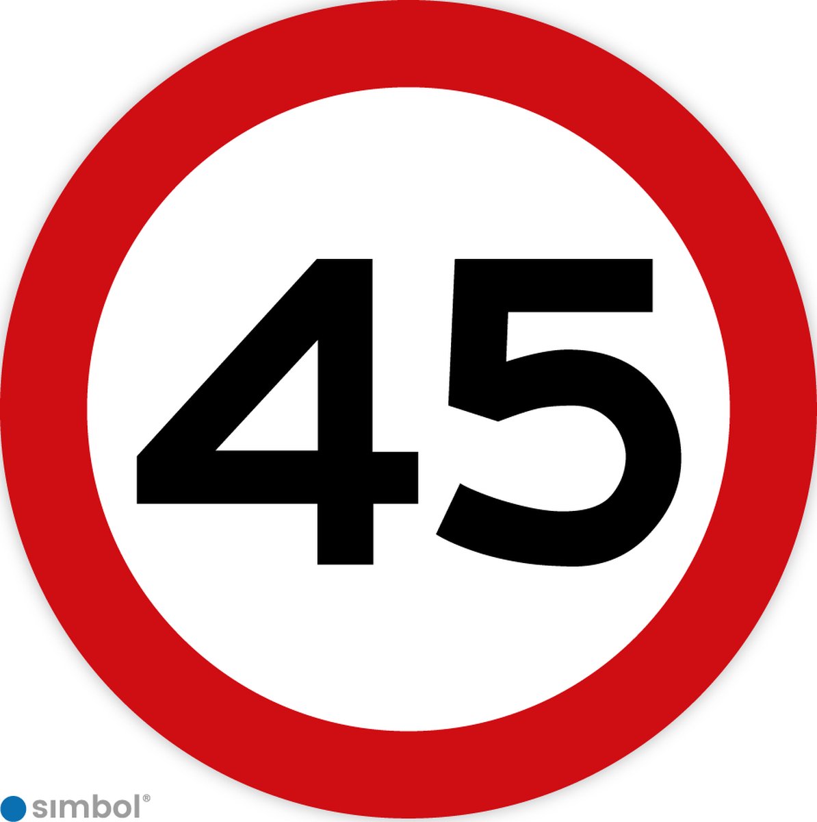 Simbol - Stickers 45 km - Maximaal 45 km/u - Duurzame Kwaliteit - Formaat ø 20 cm.