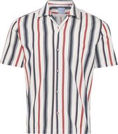 Marley | Overhemd multi streep rood/navy korte mouw