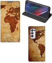 Wallet Bookcase OPPO Find X3 Neo Telefoonhoesje Wereldkaart