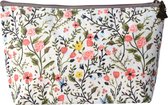 Melady Toilettas Dames 22x14 cm Wit Roze Polyester Rechthoek Bloemen Make Up Tasje Make-Up Etui