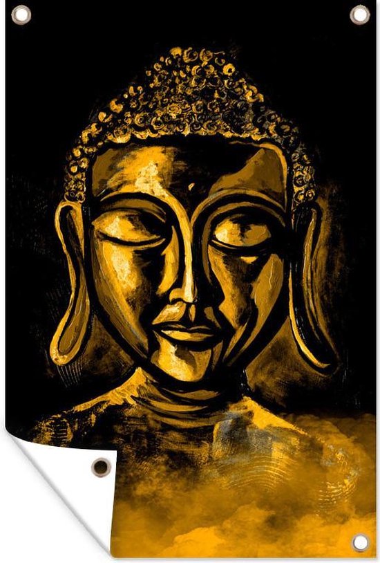 Décoration murale Bouddha - Goud - Peinture - 120x180 cm - Poster de jardin - Toile de jardin