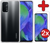 Oppo A54 Hoesje 5G Siliconen Case Transparant Cover Met 2x Screenprotector - Oppo A54 Hoesje 5G Cover Hoes Siliconen Met2x Screenprotector - Transparant