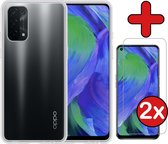 Hoesje Geschikt voor OPPO A54 5G Hoesje Siliconen Case Hoes Met 2x Screenprotector - Hoes Geschikt voor OPPO A54 5G Hoes Cover Case - Transparant