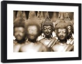 Foto in frame , Boeddha in de menigte , 120x80cm , Zwart wit , Premium print