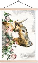 Porte-affiche avec affiche - Affiche scolaire - Scottish Highlander - Fleurs - Roses - 60x90 cm - Lattes vierges