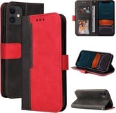 Zakelijke stiksels-kleur horizontale flip PU lederen tas met houder & kaartsleuven & fotolijst voor iPhone 11 Pro Max (rood)