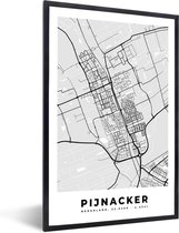 Fotolijst incl. Poster - Stadskaart - Pijnacker - Grijs - Wit - 40x60 cm - Posterlijst - Plattegrond