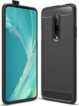 OnePlus 7 Pro Hoesje - Mobigear - Brushed Serie - TPU Backcover - Zwart - Hoesje Geschikt Voor OnePlus 7 Pro