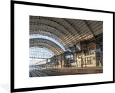 Fotolijst incl. Poster - Station - Trein - Haarlem - 120x80 cm - Posterlijst