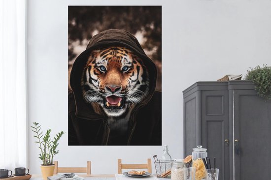 Tigre avec une capuche 120x180 cm XXL / Groot format!