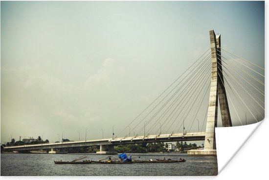 Lekki-Ikoyi brug in de metropool Lagos Poster 60x40 cm - Foto print op Poster (wanddecoratie woonkamer / slaapkamer) / Afrika Poster