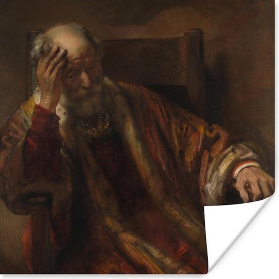 Affiche Vieil homme dans un fauteuil - Peinture de Rembrandt van Rijn - 75x75 cm