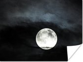 Poster Maan - Wolken - Wit - 120x90 cm