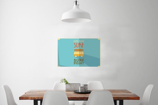 Illustration 'surf point' sur fond bleu 90x60 cm