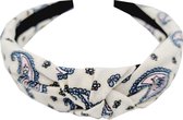 Haarband Diadeem Knoop Paisley Print Wit