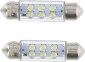Lifetime LED Autolampje - Warm Wit - 12 Volt - 11 x 38 mm. - 2 Stuks