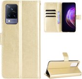 Voor vivo V21 4G/5G Crazy Horse Textuur Horizontale Flip Lederen Case met Houder & Kaartsleuven & Lanyard (Goud)