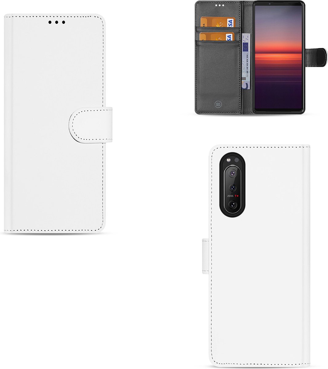 Book Case Sony Xperia 5II Hoesje Wit met Pasjeshouder