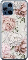 Oppo Find X3 hoesje - Klassieke bloemen - Soft Case Telefoonhoesje - Beige