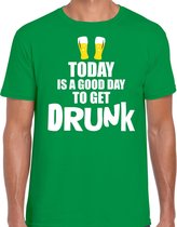 Groen fun t-shirt good day to get drunk  - heren - St Patricks day / festival shirt / outfit / kleding S
