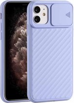 Voor iPhone 12 Sliding Camera Cover Design Twill Anti-Slip TPU Case (Paars)