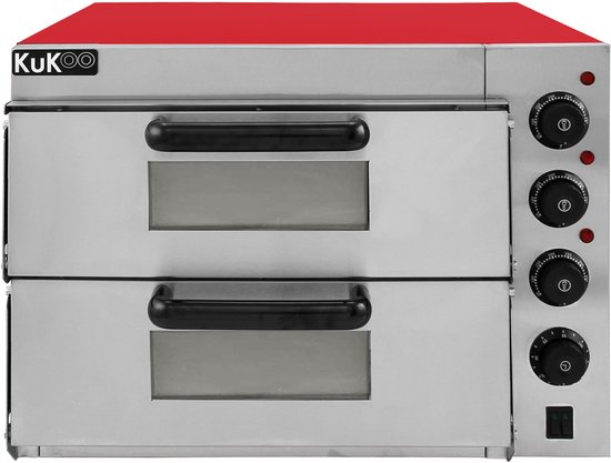 Elektrische pizza oven 2-kamers - ferrari rood - 40cm - timer30min — afbeelding 3