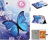 Voor iPad Mini 2019 & 4 & 3 & 2 & 1 Gekleurd tekeningpatroon Horizontaal Flip PU lederen hoes met houder & kaartsleuf & slaap- / wekfunctie (blauwe vlinder)
