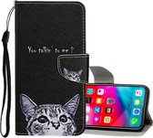 Voor iPhone XS Max Gekleurd tekeningpatroon Horizontaal leren flip-hoesje met houder & kaartsleuven & portemonnee (kleine kat)