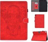 Voor iPad 10.2 10.5 / iPad Air 10.5 2019 reliëf olifant patroon horizontale flip PU lederen tas met slaapfunctie & magnetische gesp & beugel en kaartsleuf (rood)