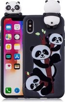 Voor iPhone X / XS schokbestendige cartoon TPU-beschermhoes (drie panda's)