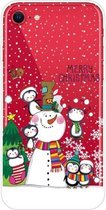 Christmas Series Clear TPU beschermhoes voor iPhone SE (2020) / 8/7 (Penguin Family)