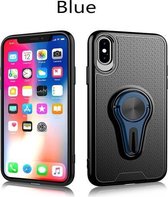 Antislip Y-vormige TPU mobiele telefoonhoes met roterende autobeugel voor iPhone XS Max (blauw)