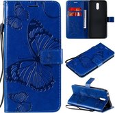 Voor Nokia 2.3 3D vlinders reliëfpatroon horizontale flip lederen tas met houder & kaartsleuf & portemonnee (blauw)
