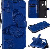 Voor Motorola Moto One Fusion 3D vlinders reliëfpatroon horizontaal flip lederen tas met houder & kaartsleuf & portemonnee (blauw)