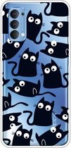 Voor OPPO Reno4 Gekleurde tekening Clear TPU Cover Beschermende hoesjes (grappige kat)
