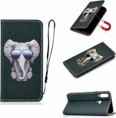 Voor Galaxy A20S 3D Schilderen Horizontale Flip Leren Case met Houder & Kaartsleuf & Portemonnee & Lanyard (Olifant)