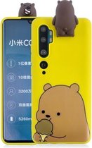 Voor Xiaomi Mi Note 10 Cartoon schokbestendige TPU beschermhoes met houder (beugel bruine beer)