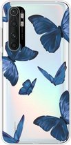 Voor Xiaomi Mi Note 10 Lite schokbestendig geverfd TPU beschermhoes (blauwe vlinder)