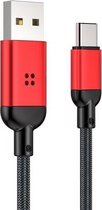 ROCK R6 Type-C / USB-C metalen gevlochten slimme muziekoplaadgegevenskabel, lengte: 1m (rood)